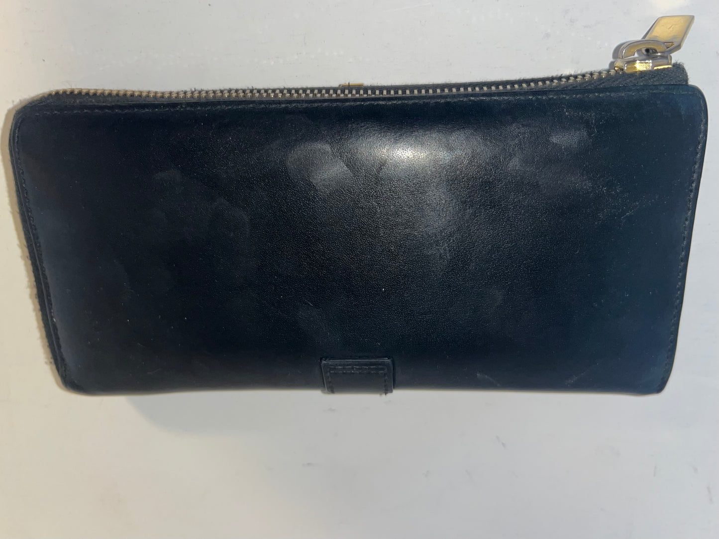 Saint Laurent Black Leather Chyc Zip Around Wallet