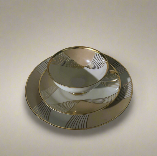 Vintage Bavarian Porcelain Trio (Cup, Saucer & Dessert Plate) - Theresa
