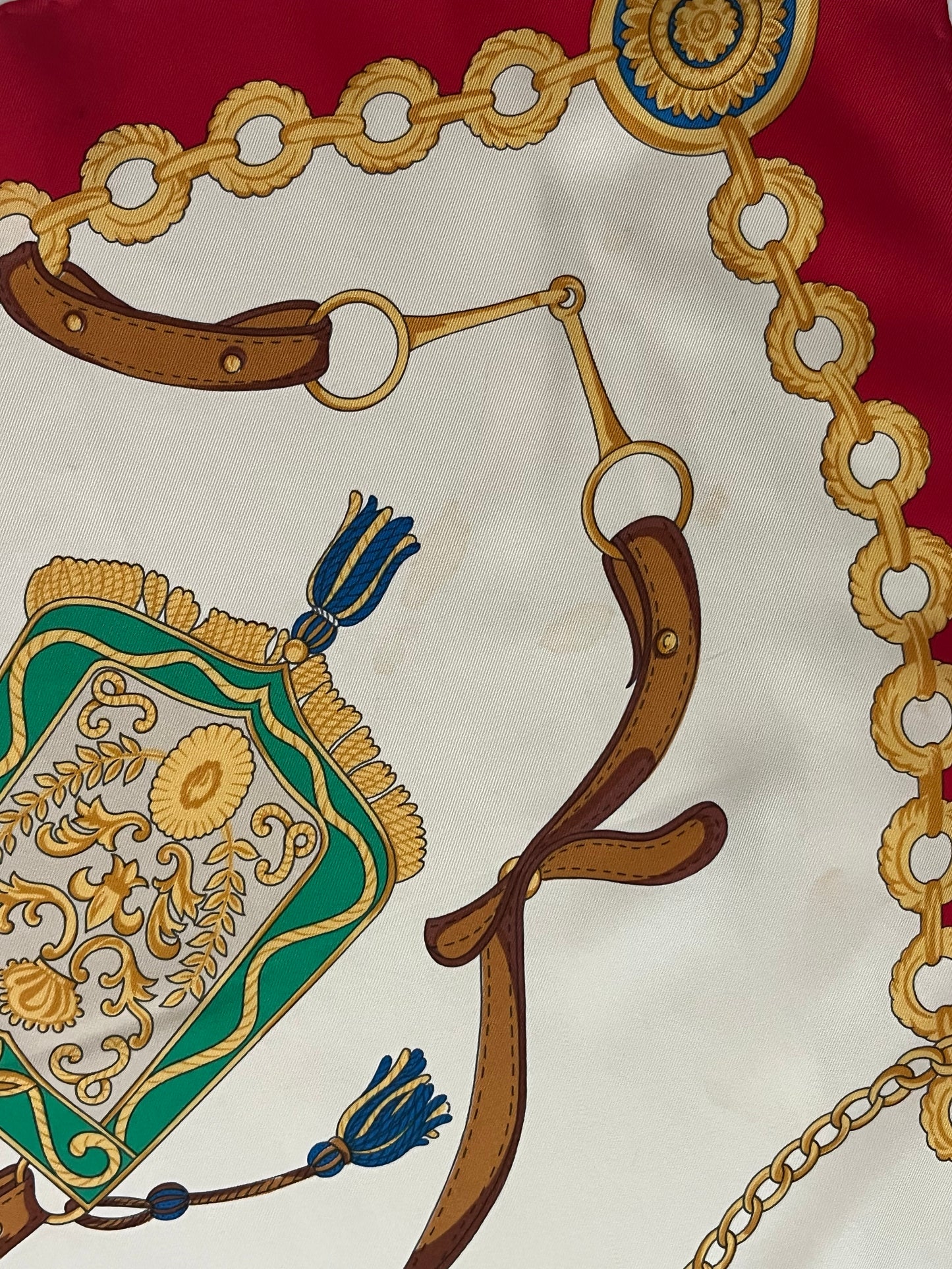 Vintage 1980's CELINE 33" Silk Scarf with Equestrian Motif