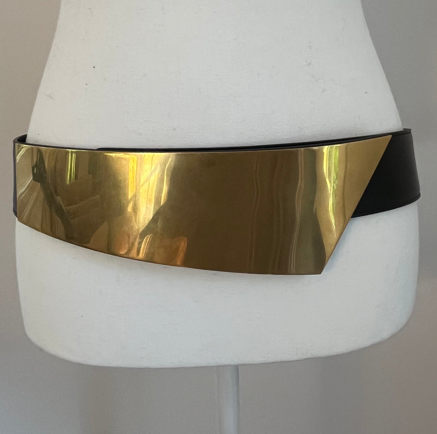 Saint Laurent Gold Hardware Black Leather Belt - Size 90