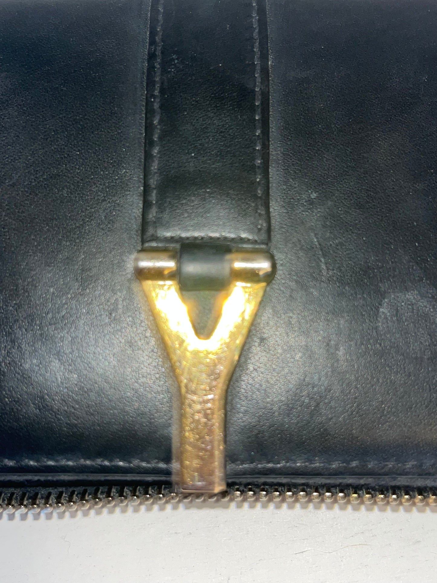 Saint Laurent Black Leather Chyc Zip Around Wallet