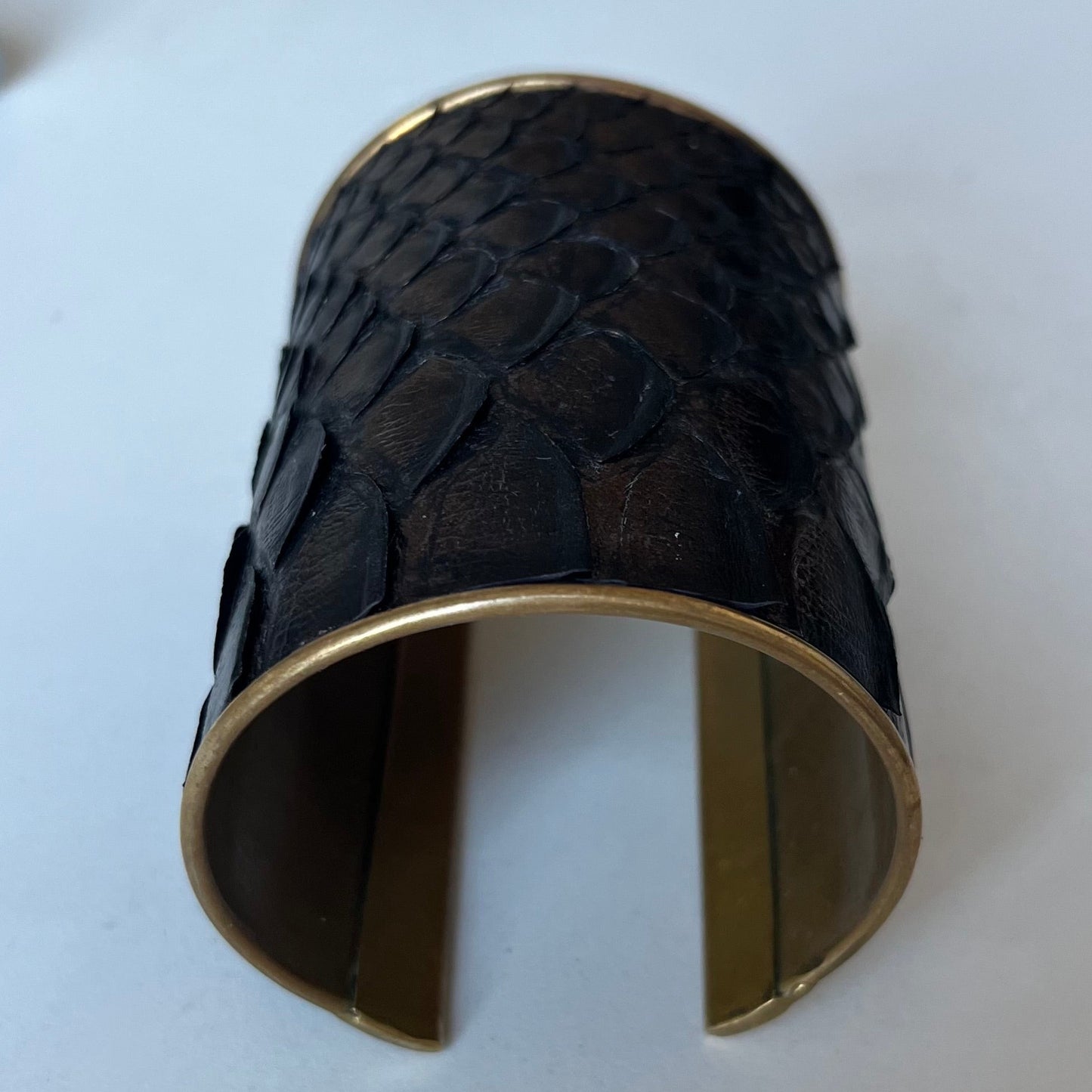 Vintage Brown Metallic Python Cuff Bracelet