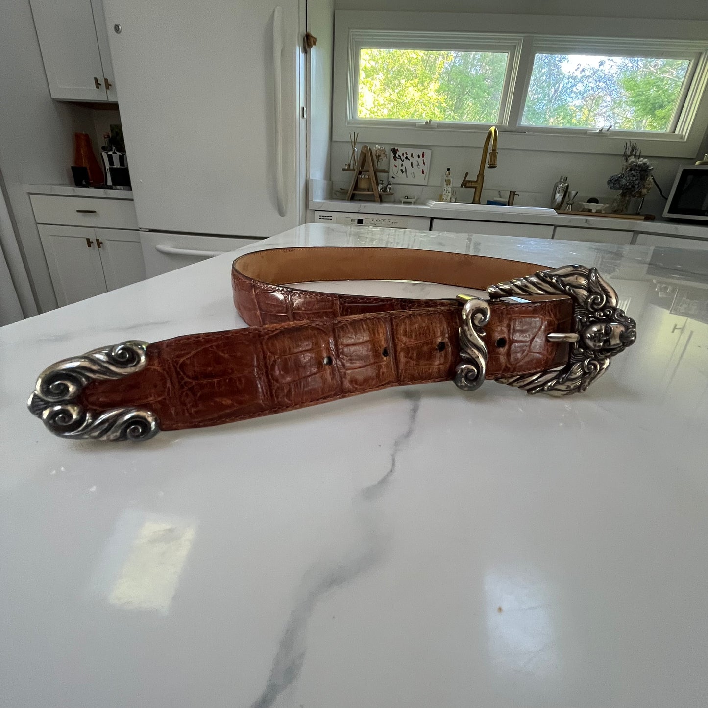 Brighton Brown Leather Belt with Cherub Buckle