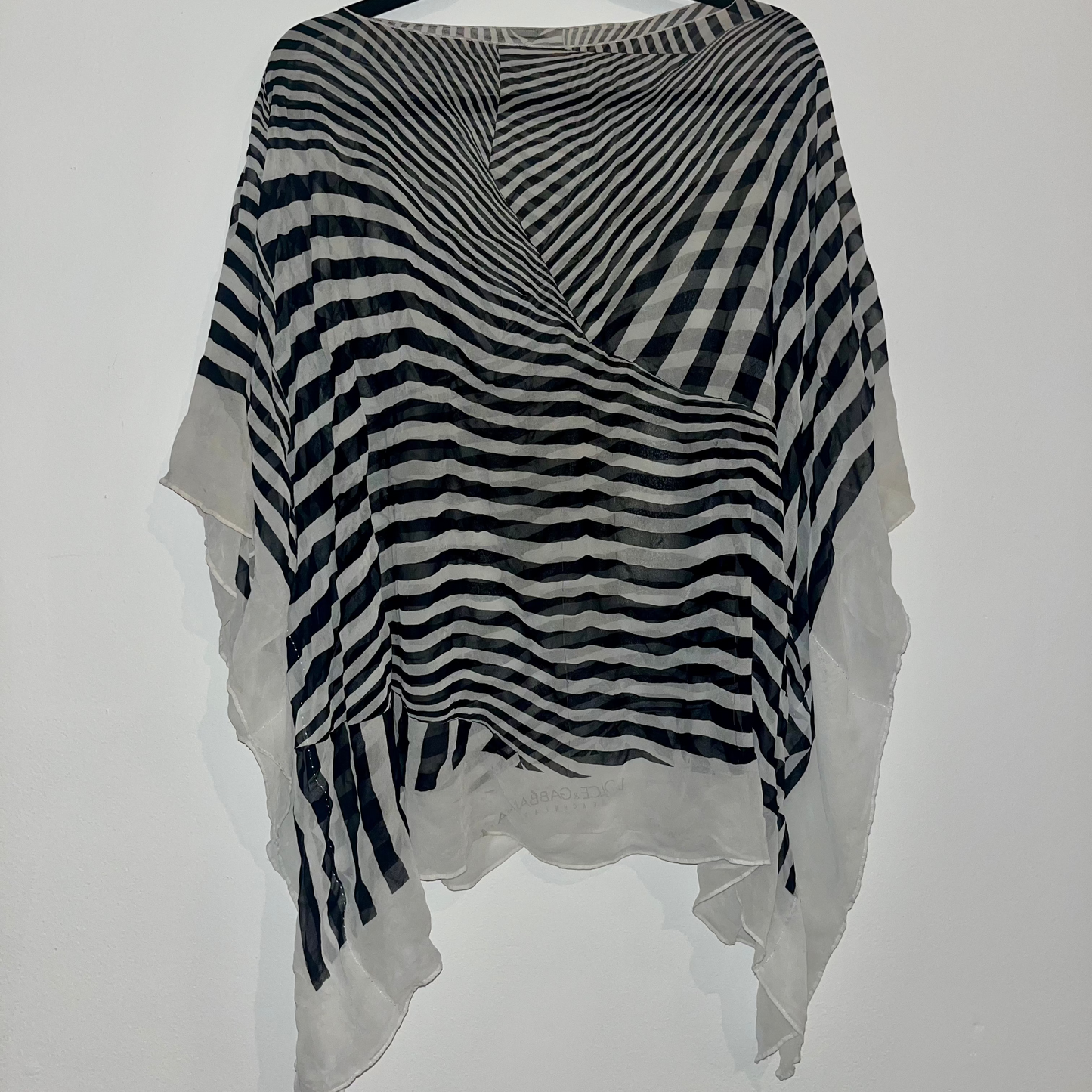 Dolce & Gabbana Black & White Asymmetrical Beach Cover Up - OS