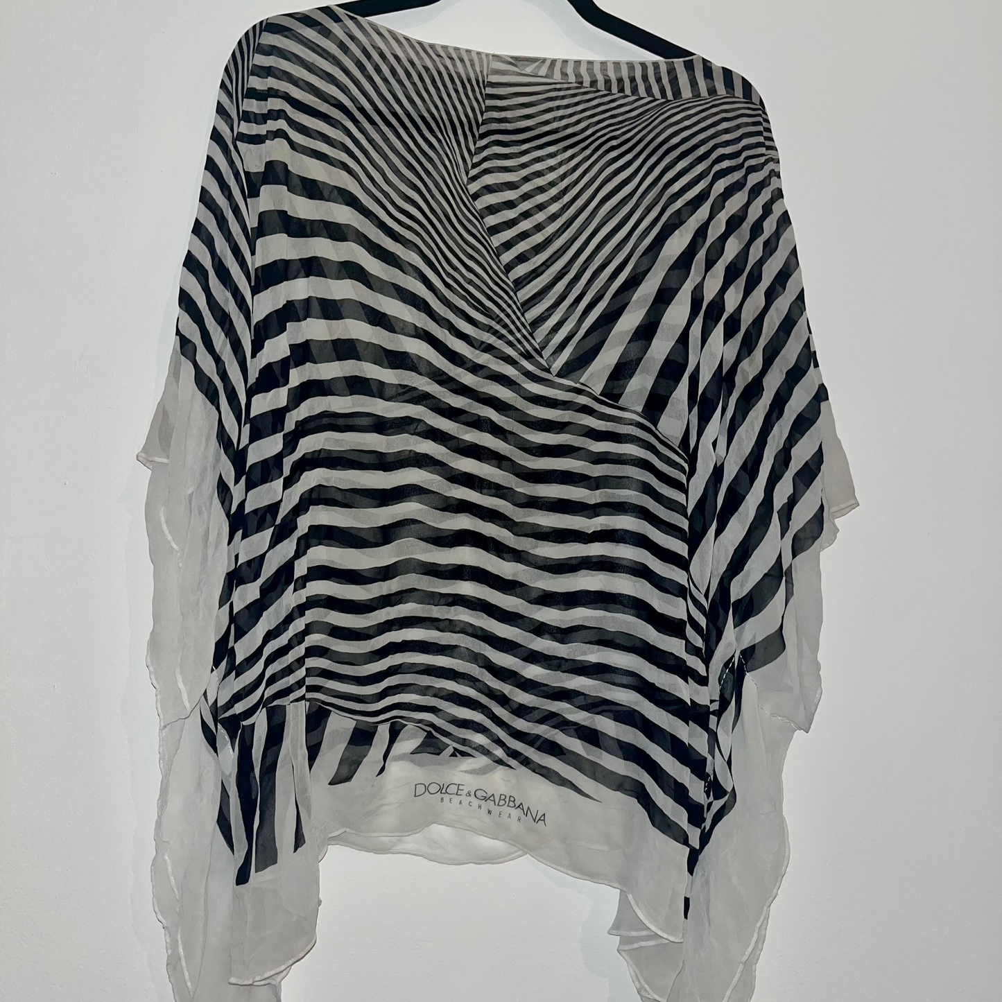 Dolce & Gabbana Black & White Asymmetrical Beach Cover Up - OS