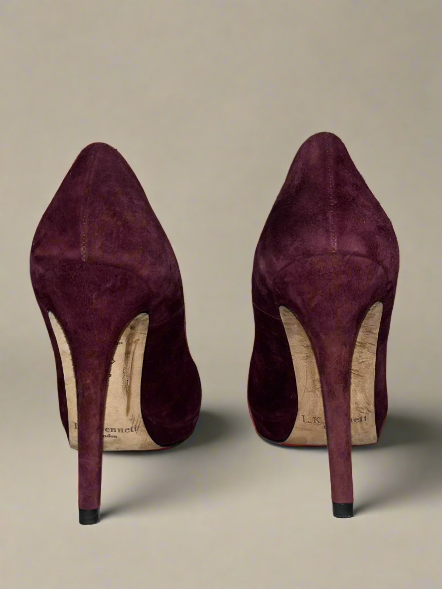 LK Bennett Burgundy Suede Platform Pumps - Size 9