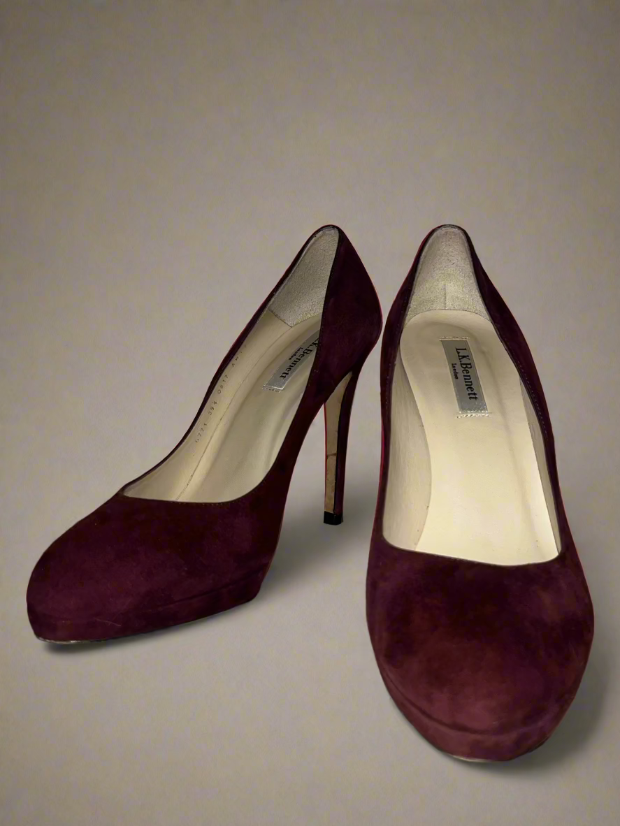 LK Bennett Burgundy Suede Platform Pumps - Size 9