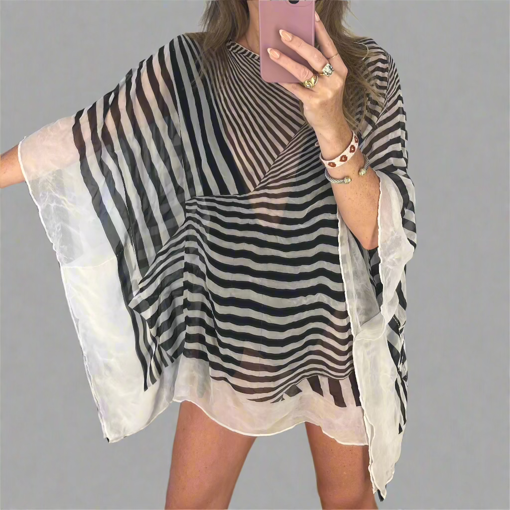 Dolce & Gabbana Black & White Asymmetrical Beach Cover Up - OS