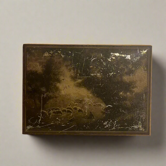 Vintage Metal Storage Box with Pasture Design