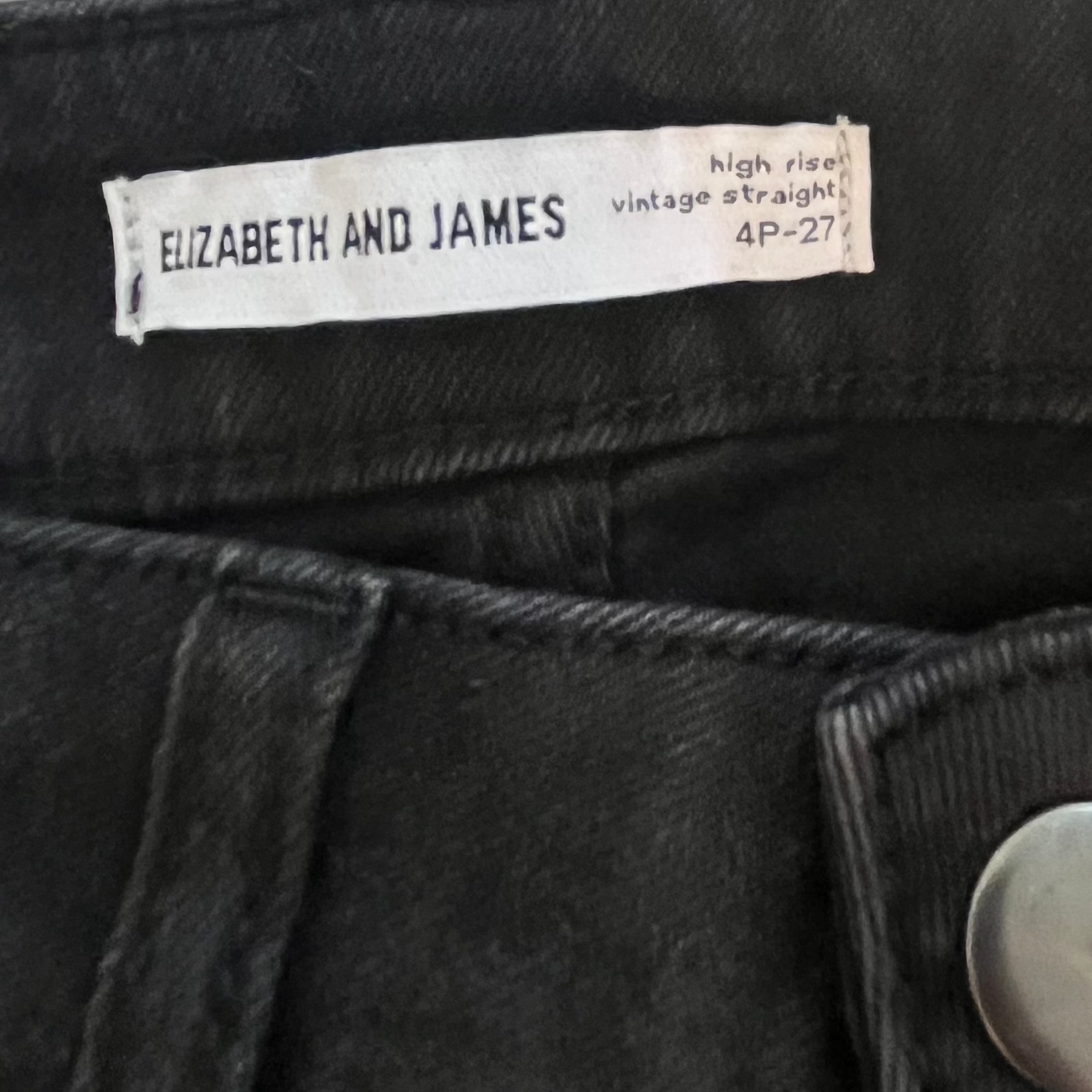 Elizabeth and James Black High Rise Vintage Straight - Size 4P 27