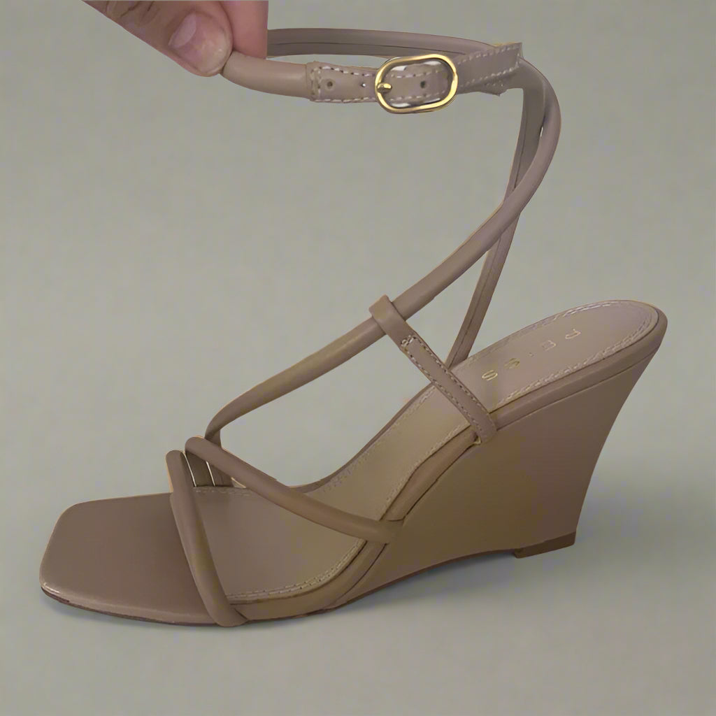 Reiss Cassie Square Toe Wedge Heel Sandals