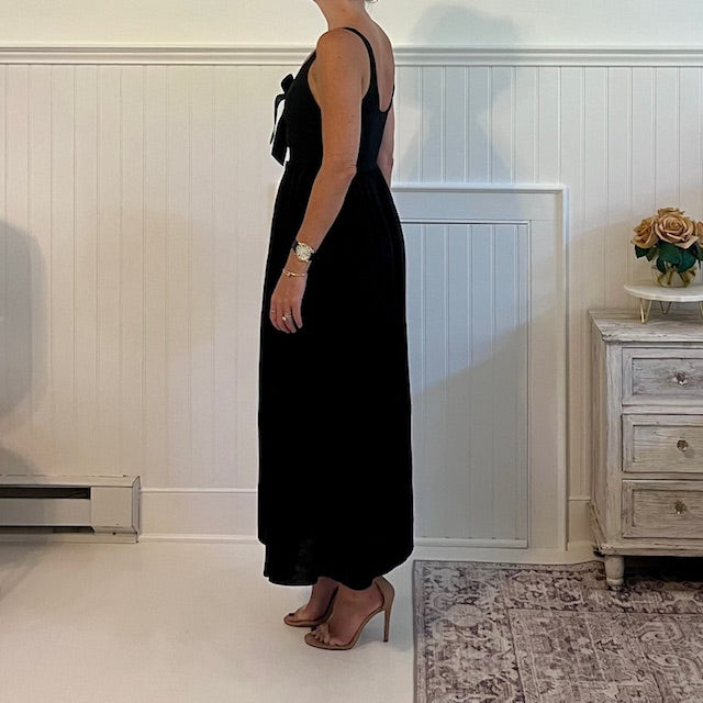 Mara Hoffman Black Organic Linen Lace Up Midi Dress - Size 2