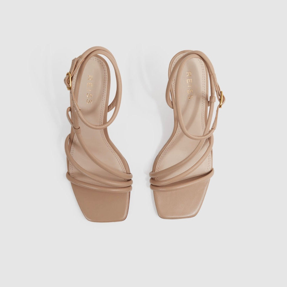 Reiss Cassie Square Toe Wedge Heel Sandals