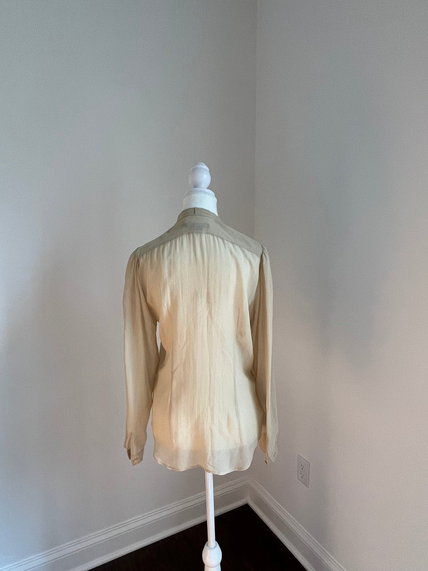 Ralph Lauren Collection Sheer Cream Silk Long Sleeve Blouse