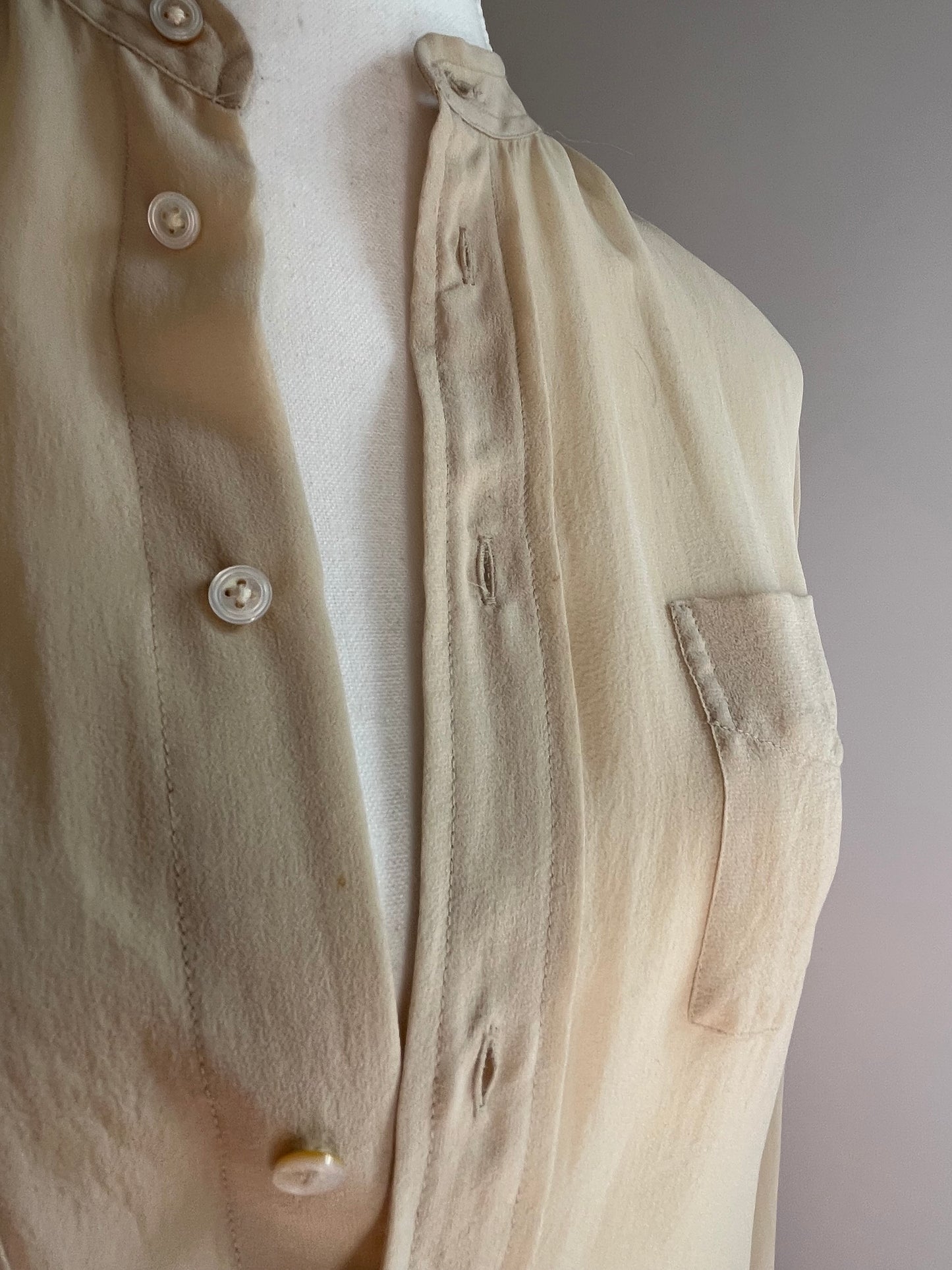 Ralph Lauren Collection Sheer Cream Silk Long Sleeve Blouse