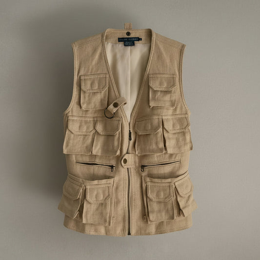 Ralph Lauren Tan Linen Utility Vest - Size 4