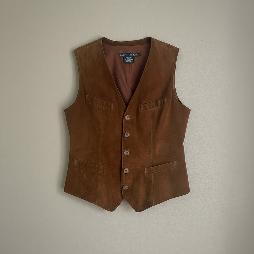 Vintage Ralph Lauren Brown Suede Vest - Size 2