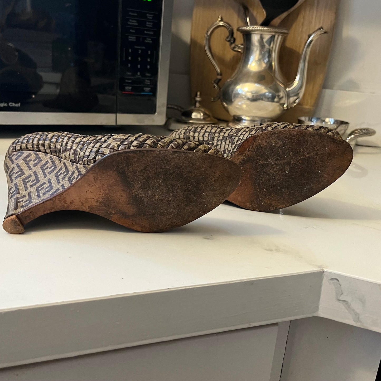 Fendi Zucca Print Wedge High Heel - Size 38