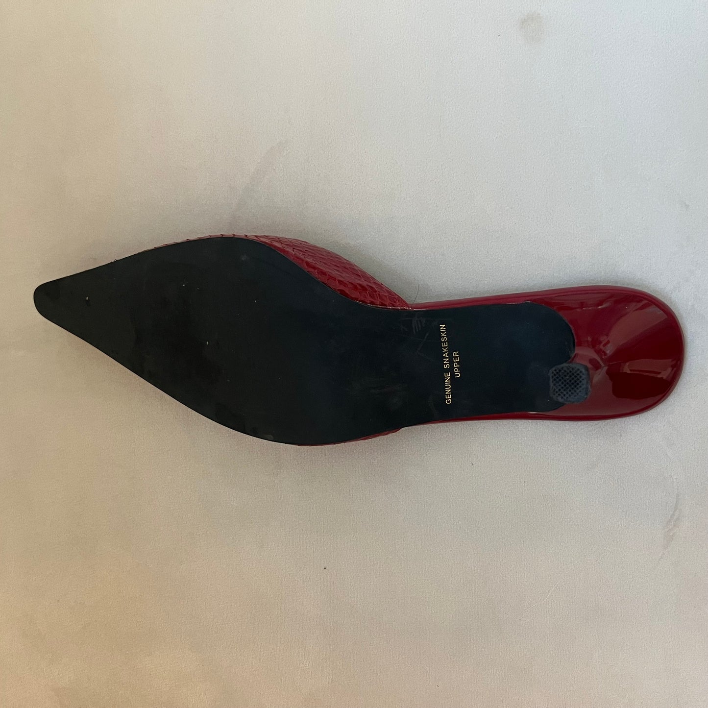 Impo Genuine Snakeskin Leather Red Mule Heels - Size 9 (Run Small)