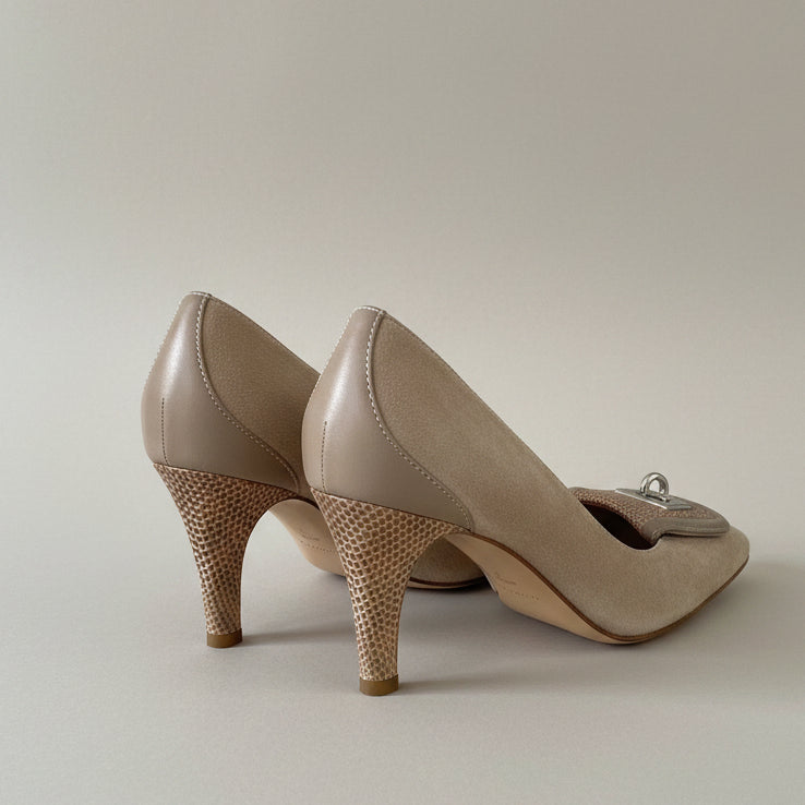 Balenciaga Tan Suede Square Toe Pumps - 38
