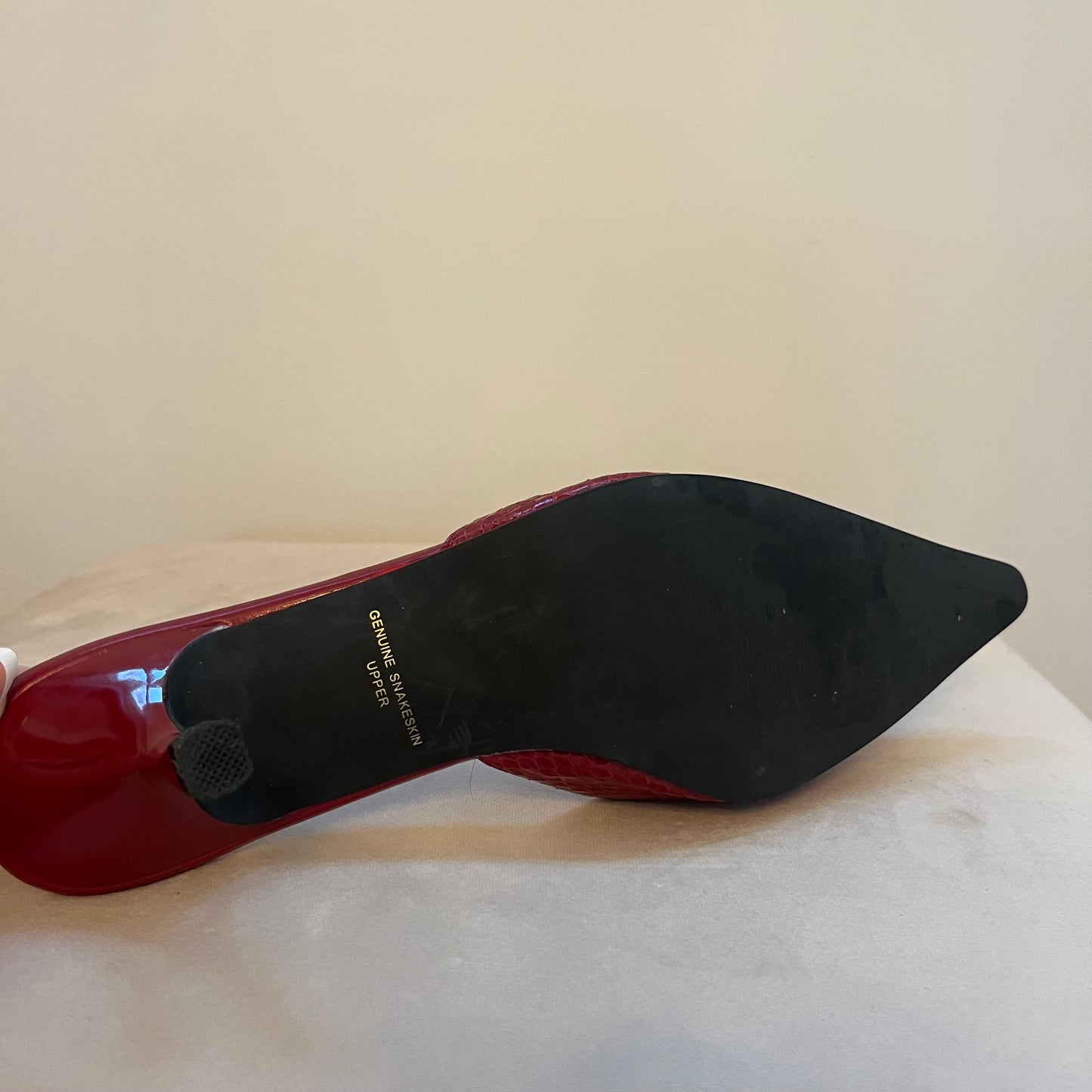 Impo Genuine Snakeskin Leather Red Mule Heels - Size 9 (Run Small)