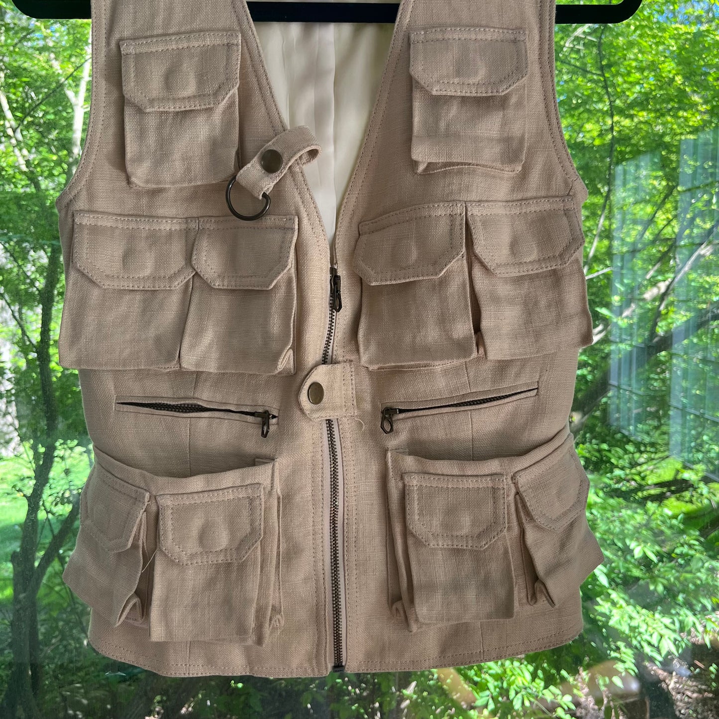 Vintage Ralph Lauren Tan Linen Utility Vest - Size 4