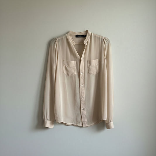 Ralph Lauren Collection Sheer Cream Silk Long Sleeve Blouse