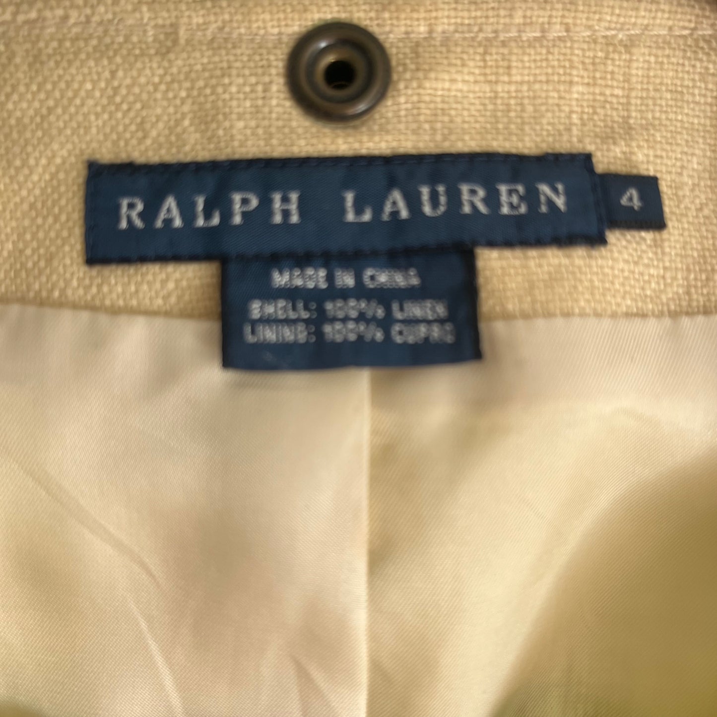 Vintage Ralph Lauren Tan Linen Utility Vest - Size 4