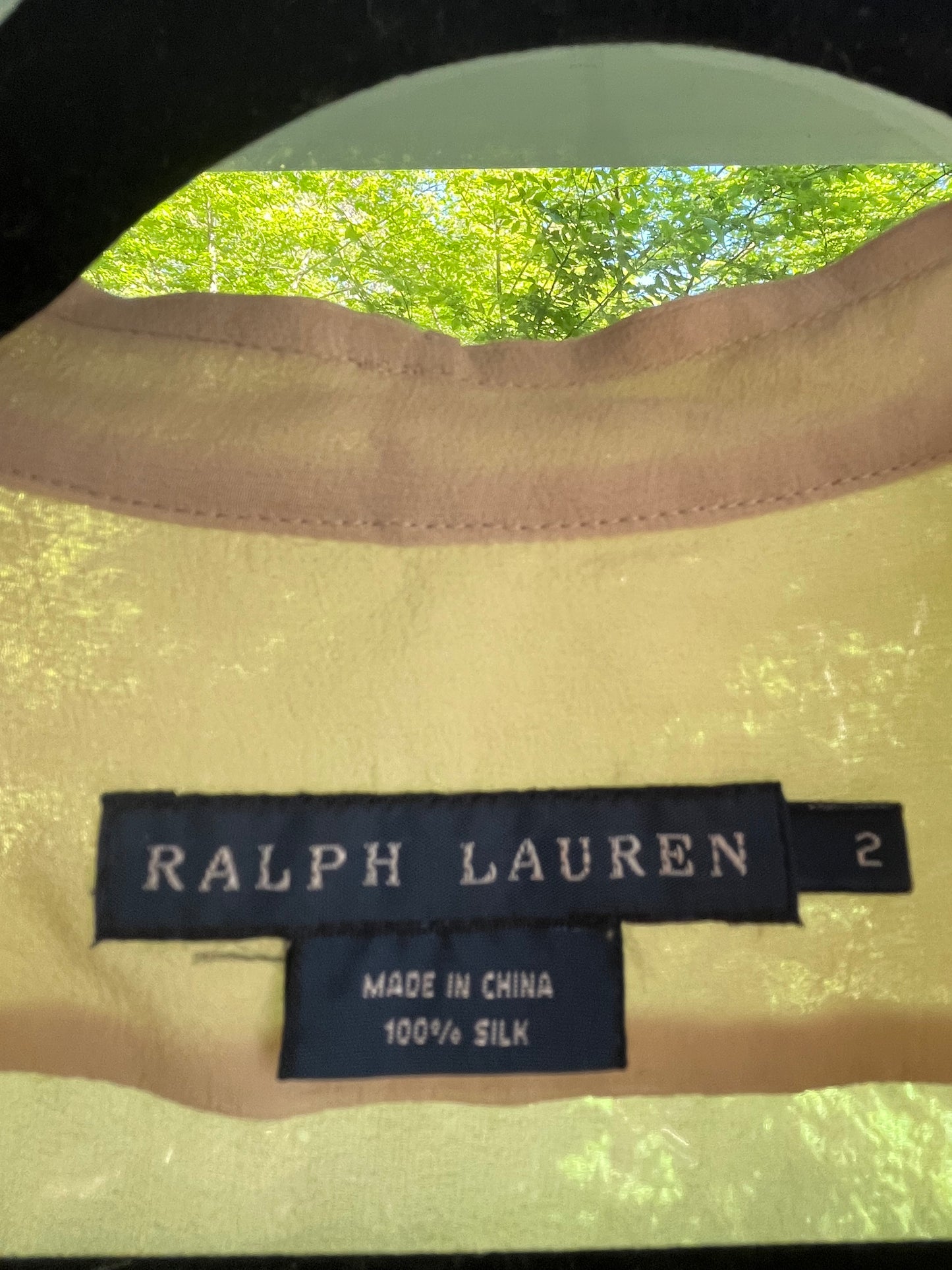 Ralph Lauren Collection Sheer Cream Silk Long Sleeve Blouse