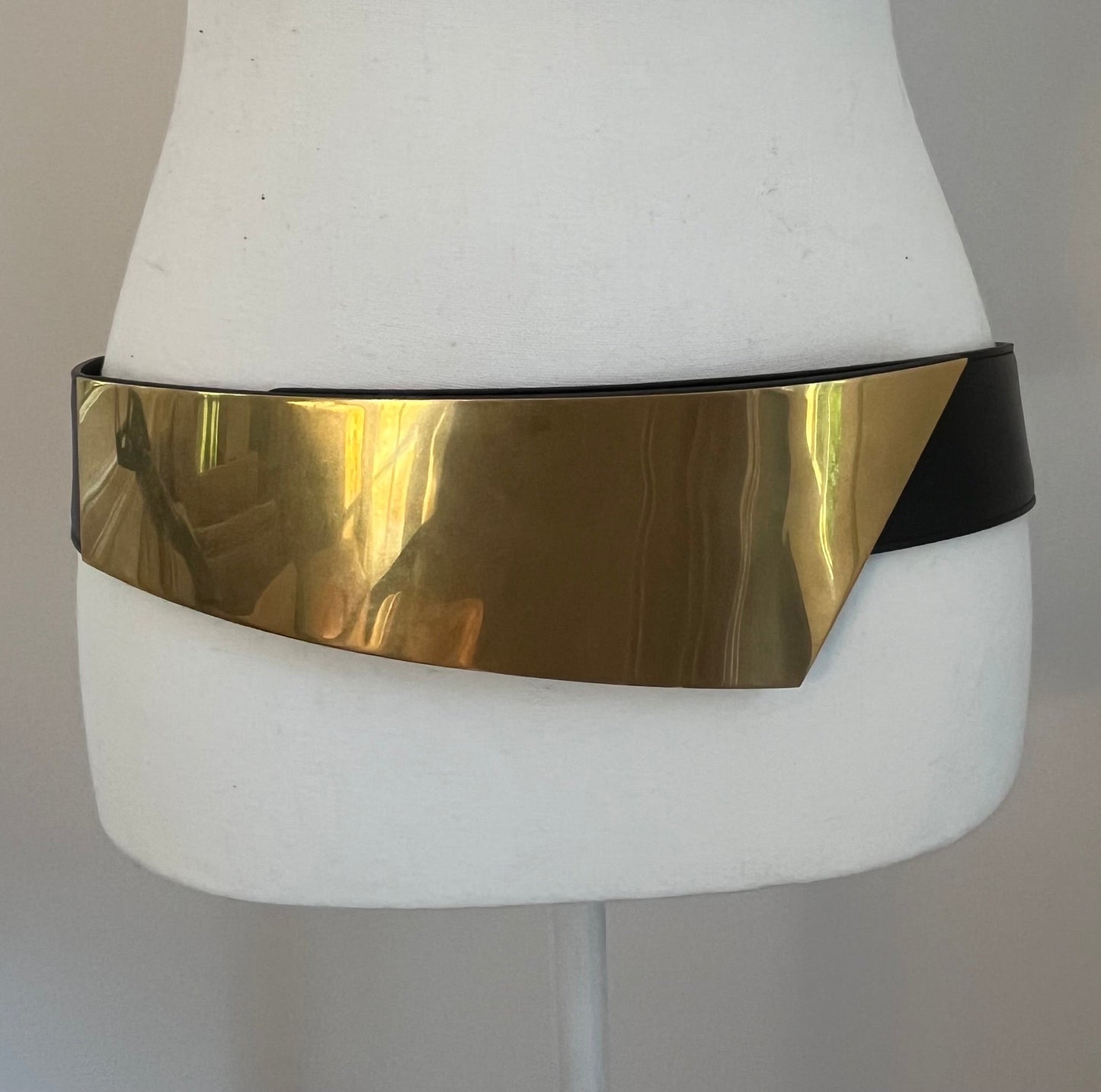 Saint Laurent Gold Hardware Black Leather Belt - Size 90