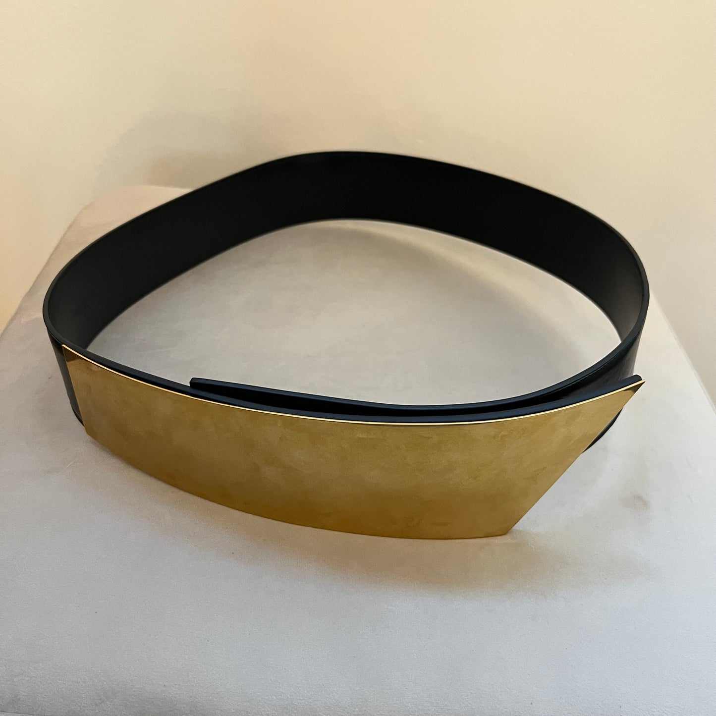 Saint Laurent Gold Hardware Black Leather Belt - Size 90