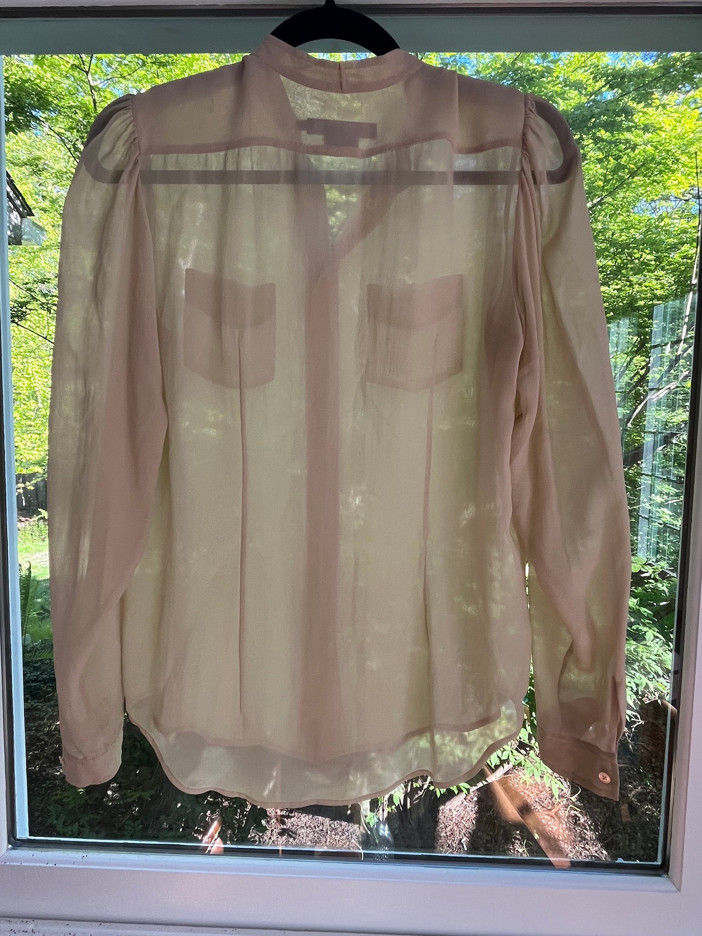 Ralph Lauren Collection Sheer Cream Silk Long Sleeve Blouse