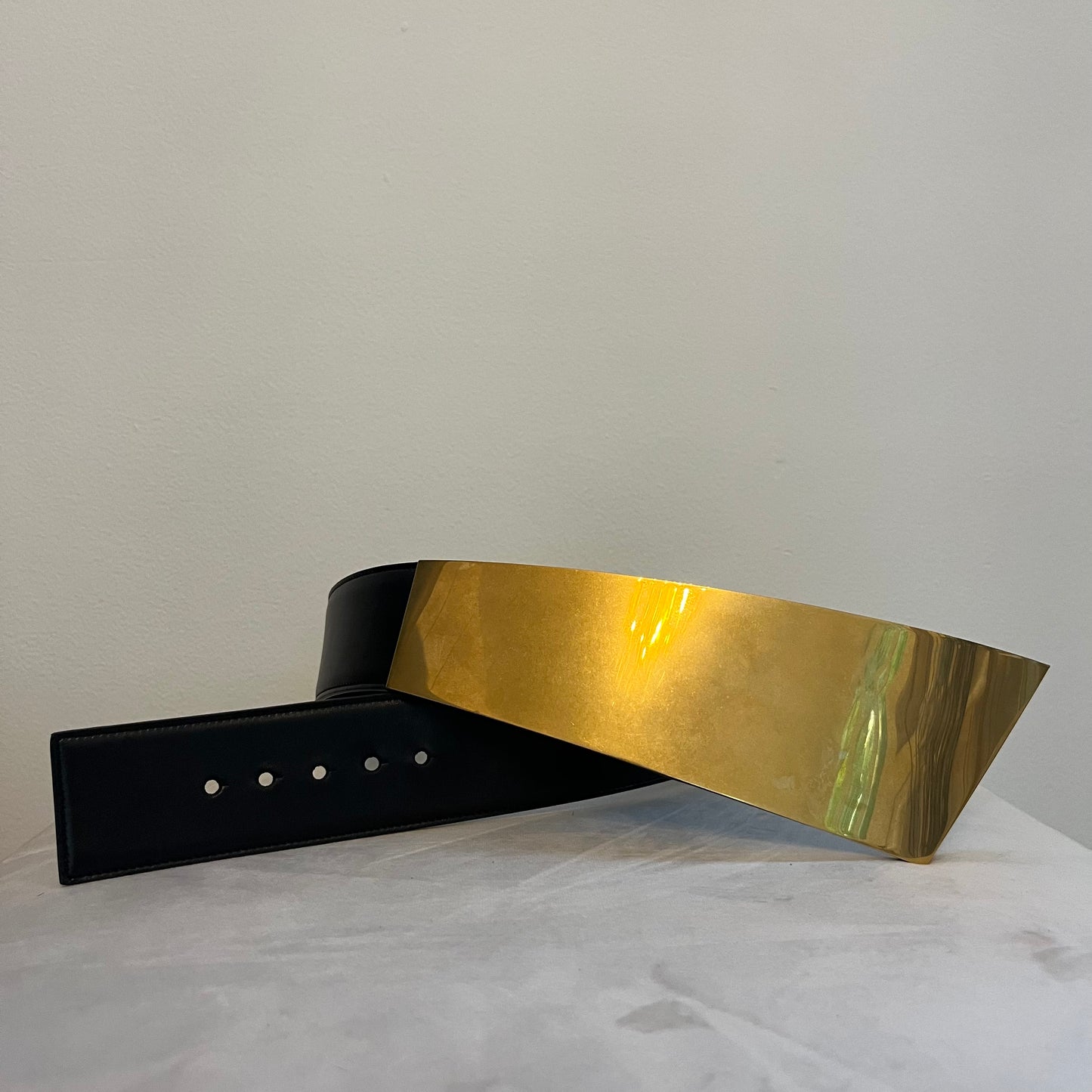 Saint Laurent Gold Hardware Black Leather Belt - Size 90