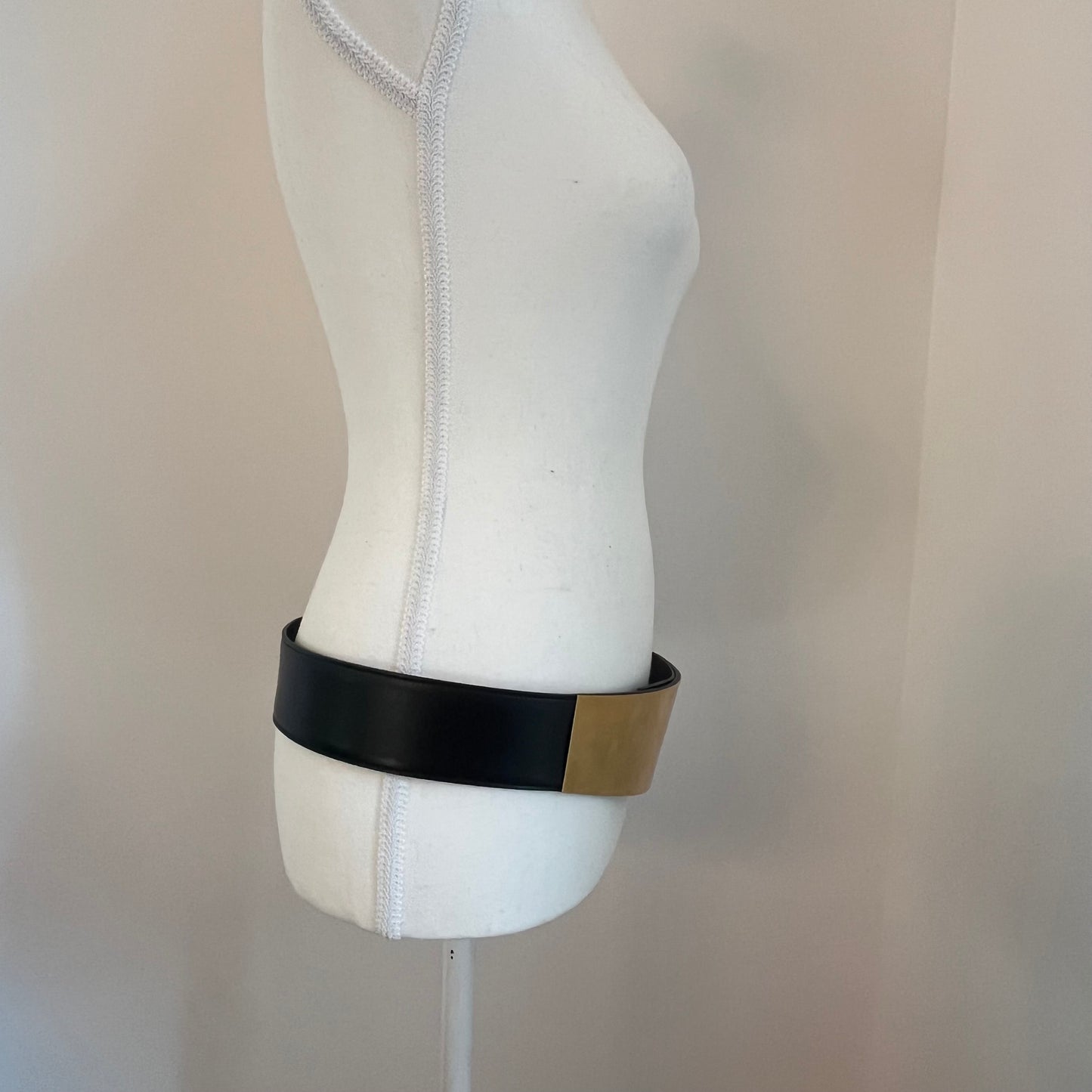 Saint Laurent Gold Hardware Black Leather Belt - Size 90