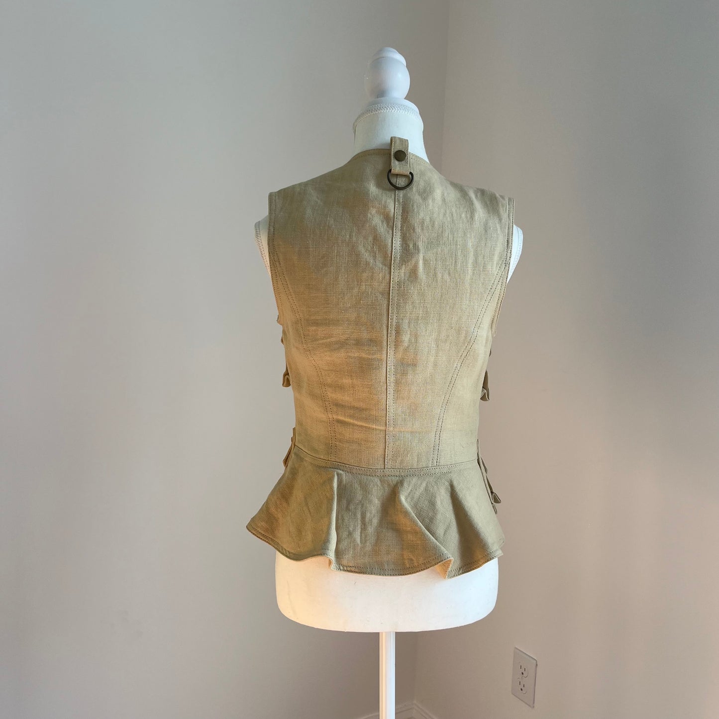 Vintage Ralph Lauren Tan Linen Utility Vest - Size 4