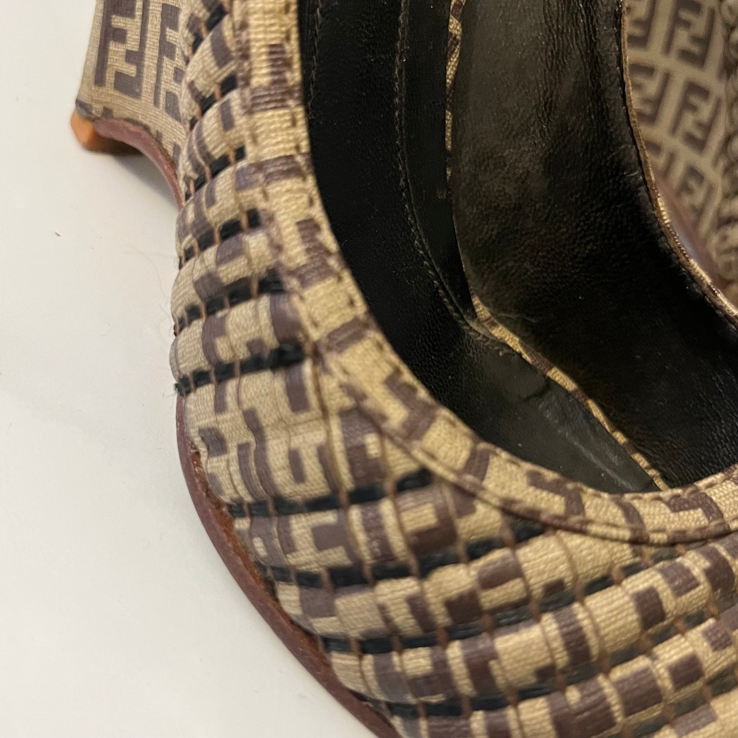 Fendi Zucca Print Wedge High Heel - Size 38