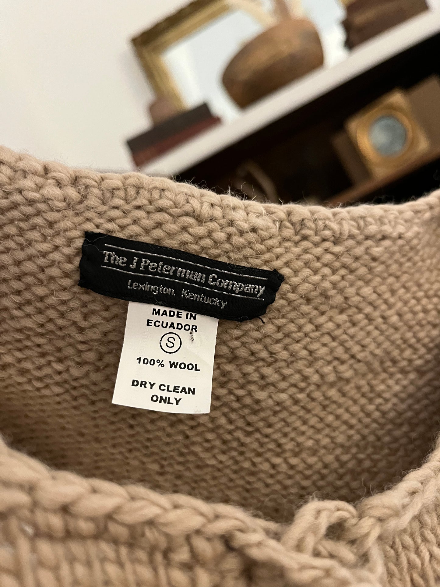 The J. Peterman Company Sleeveless Alpaca Wool Sweater w Side Ties & Fringe - Small