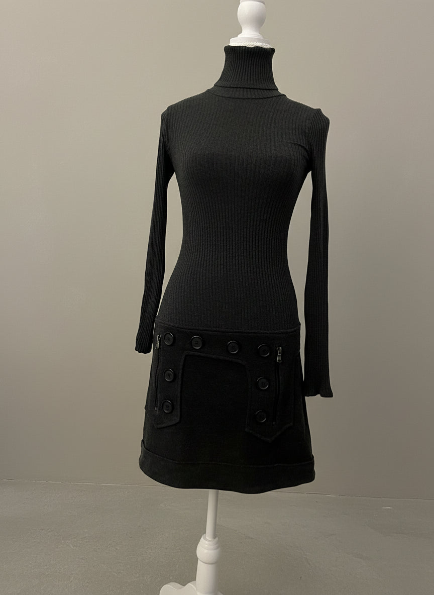 Bailey 44 Charcoal Turtleneck One-Piece Sweater Dress - XS