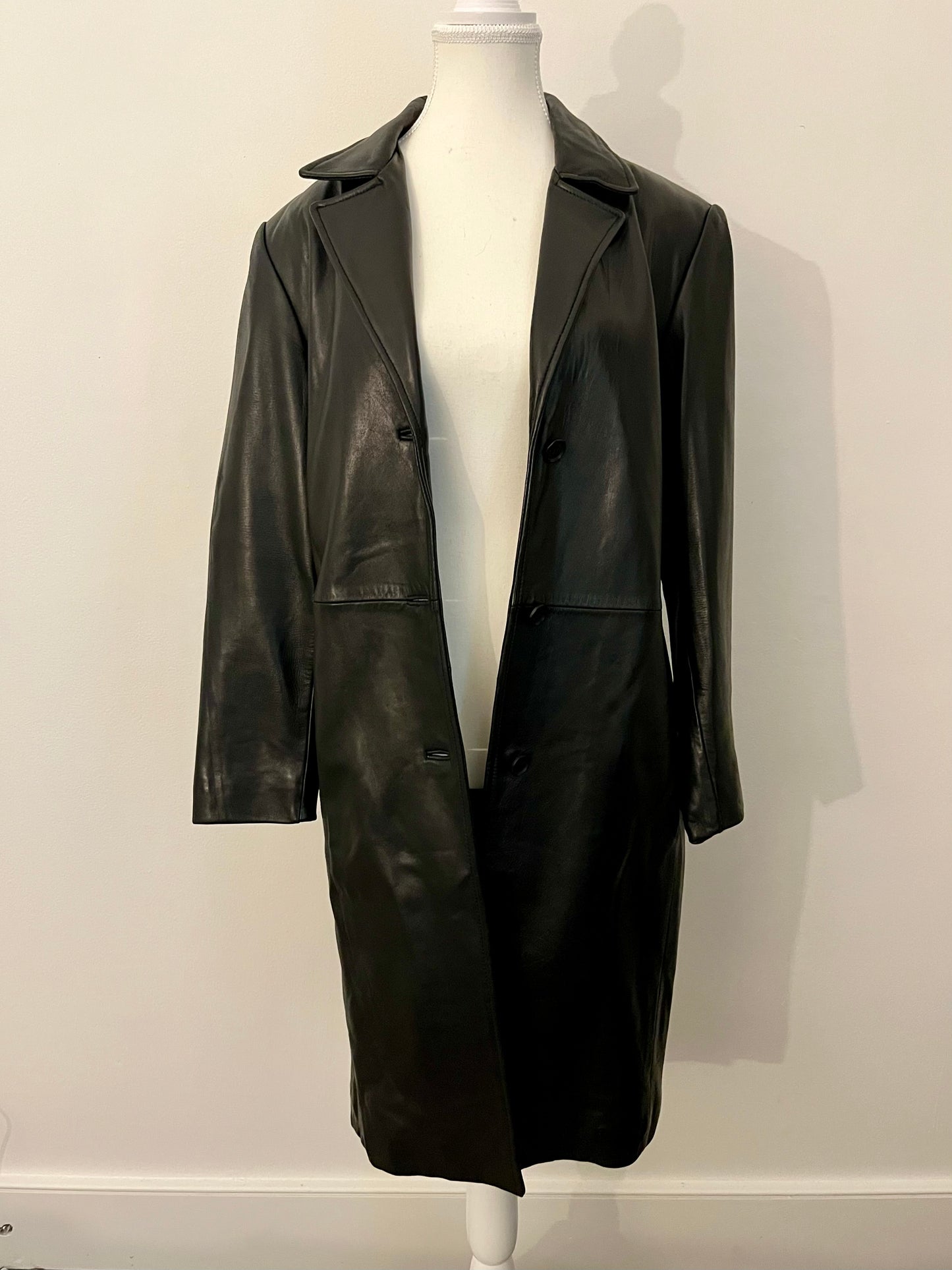 Vintage Andrew Marc Marc New York Black Leather Coat with Removeable Fox Fur Trim - Small