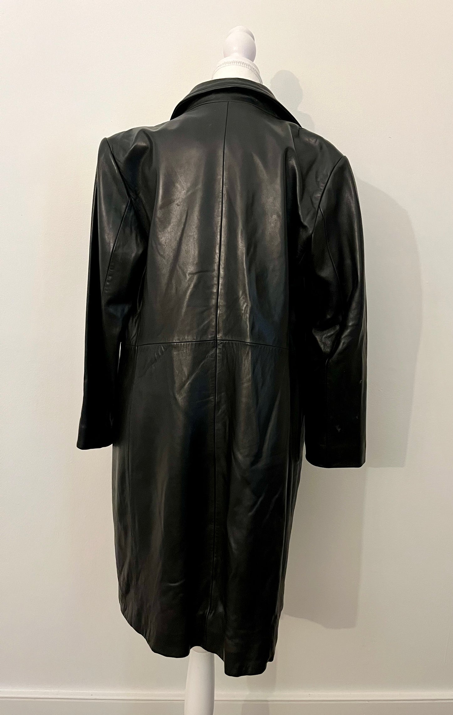 Vintage Andrew Marc Marc New York Black Leather Coat with Removeable Fox Fur Trim - Small