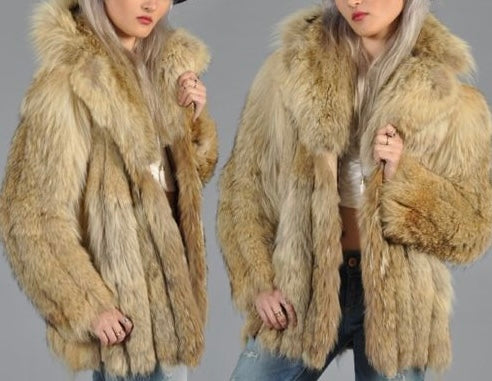 Women’s Vintage Donald Brooks Coyote Fur Coat - Small