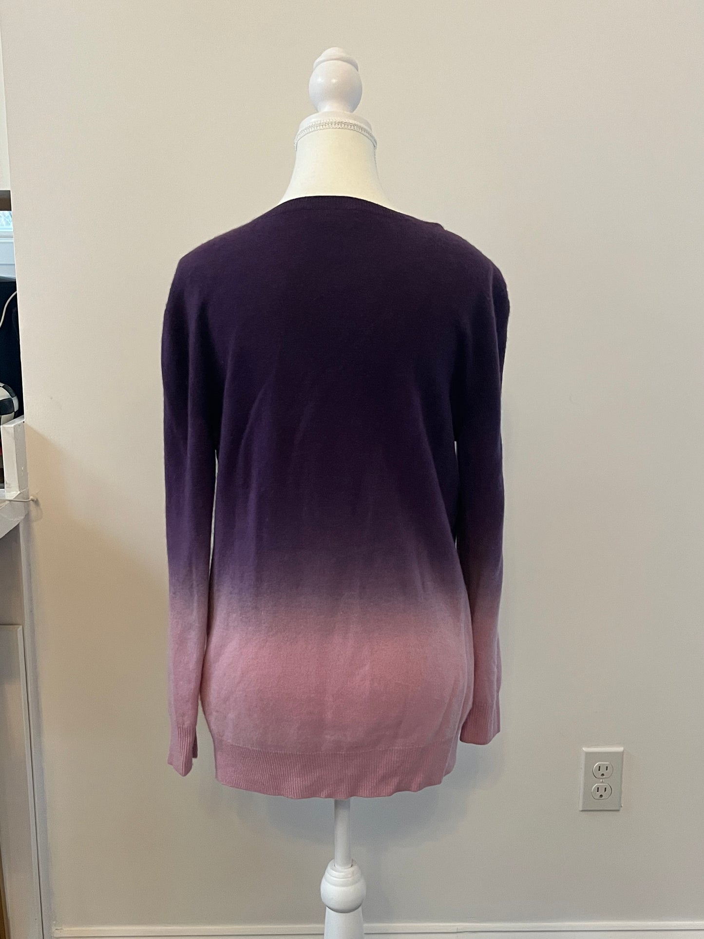 Lord & Taylor Cashmere Purple Ombré V-Neck Sweater - Size XS