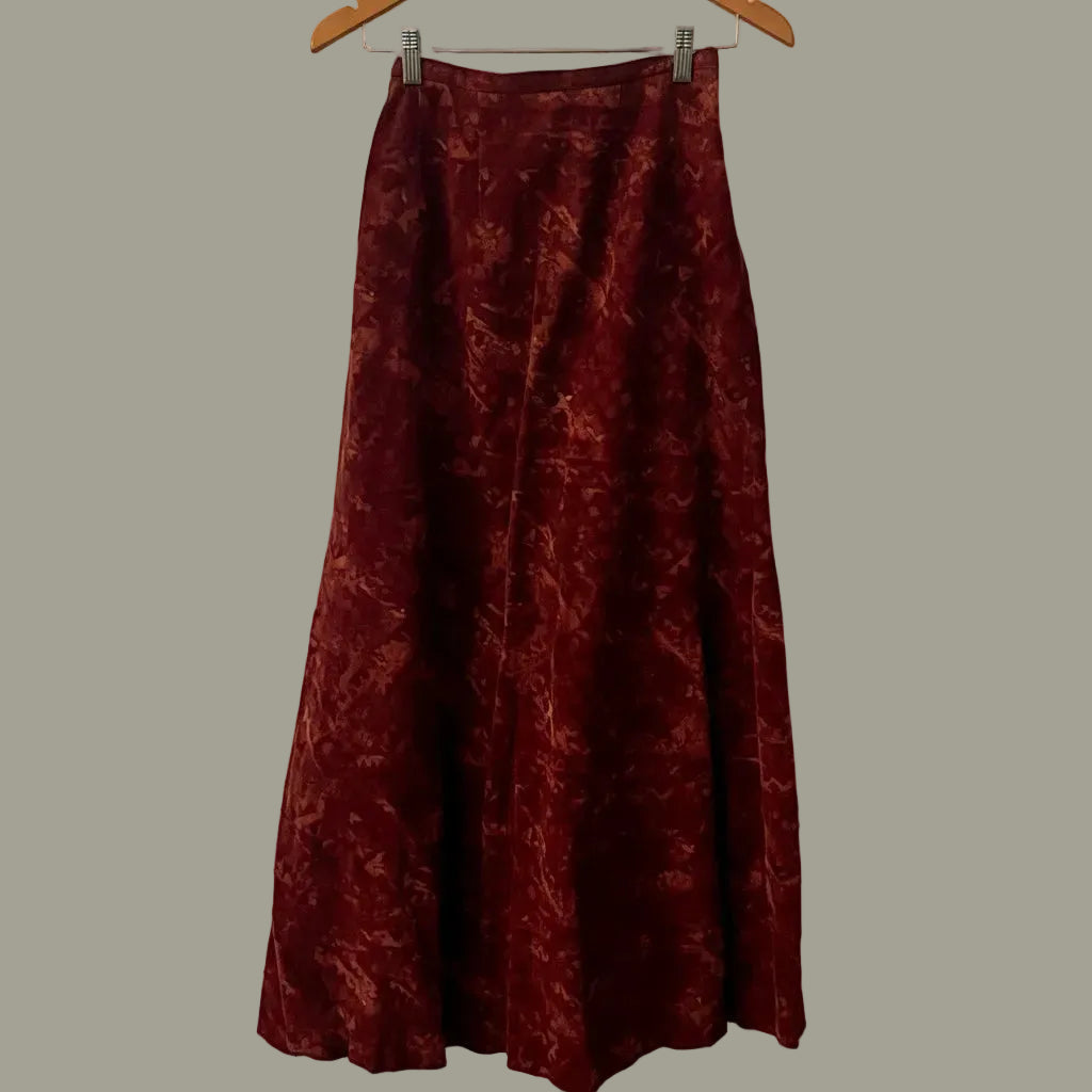 Peruvian Collection Burgundy Cotton A-Line Maxi Skirt - Size 4