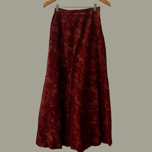 Peruvian Collection Burgundy Cotton A-Line Maxi Skirt - Size 4