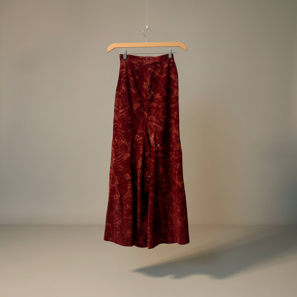 Peruvian Collection Burgundy Cotton A-Line Maxi Skirt - Size 4