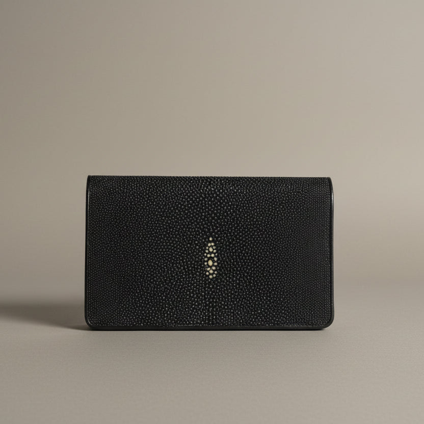 Vintage Navy Blue Sting Ray Clutch with Strap