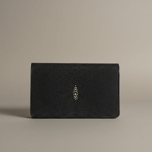 Vintage Navy Blue Sting Ray Clutch with Strap