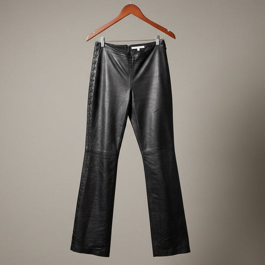 Rebecca Taylor Leather Lace Up Flare Pants - Size 6