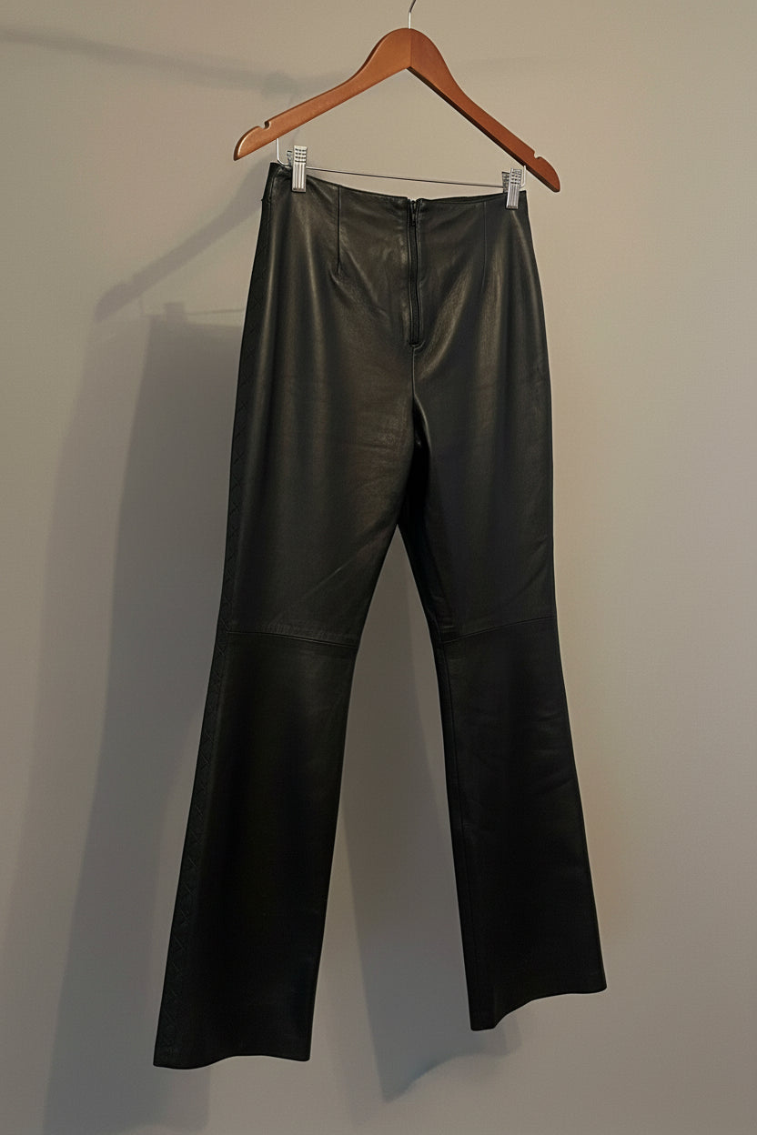 Rebecca Taylor Leather Lace Up Flare Pants - Size 6