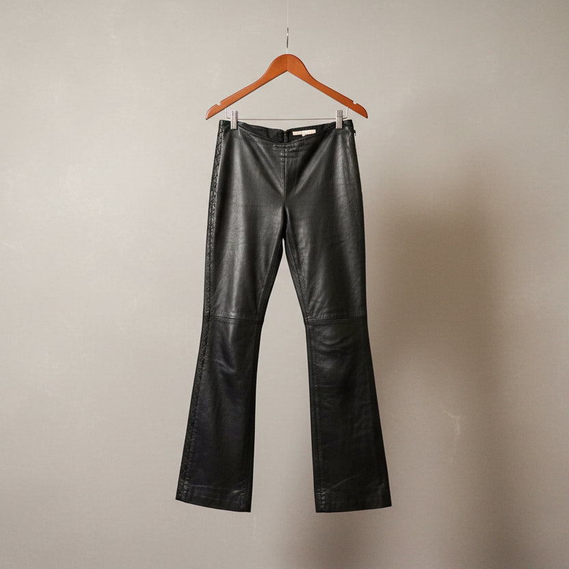 Rebecca Taylor Leather Lace Up Flare Pants - Size 6
